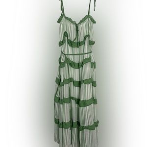Merci Green & White Striped Maxi Dress 👗 | &merci | Tie Shoulders